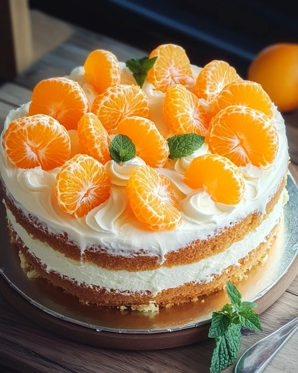 Fantakuchen mit Mandarinen und Paradiescreme
