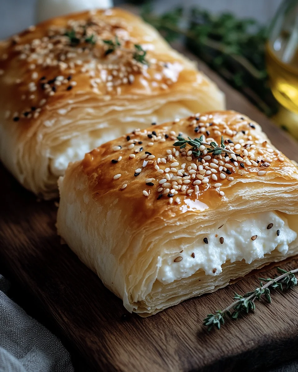 Feta im Blätterteig mit Sesam und Thymian