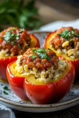 Gefüllte Paprika mit Hackfleisch und Reis