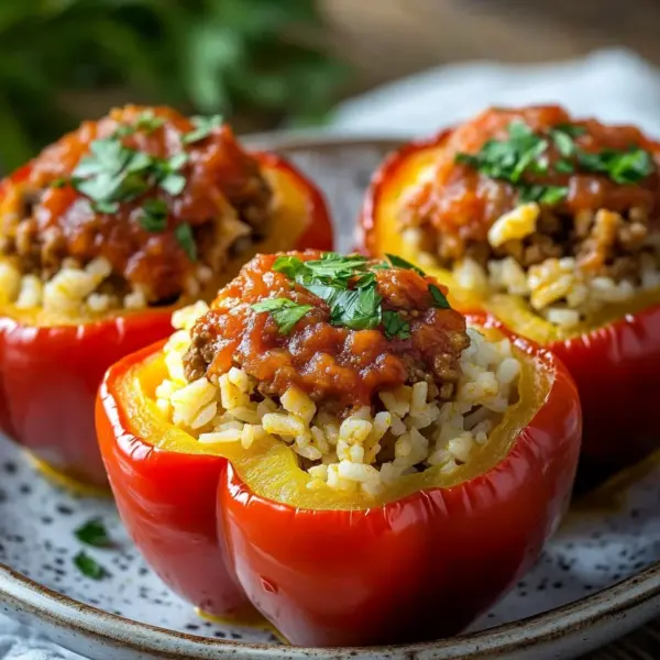 Gefüllte Paprika mit Hackfleisch und Reis