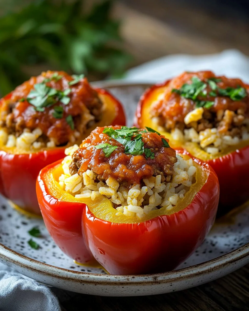 Gef&uuml;llte Paprika mit Hackfleisch und Reis