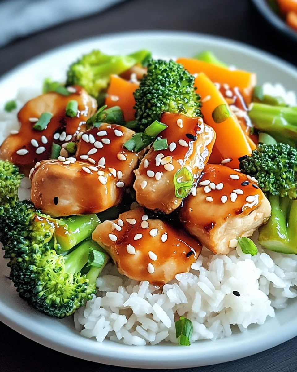 H&auml;hnchen-Teriyaki mit Brokkoli und Reis