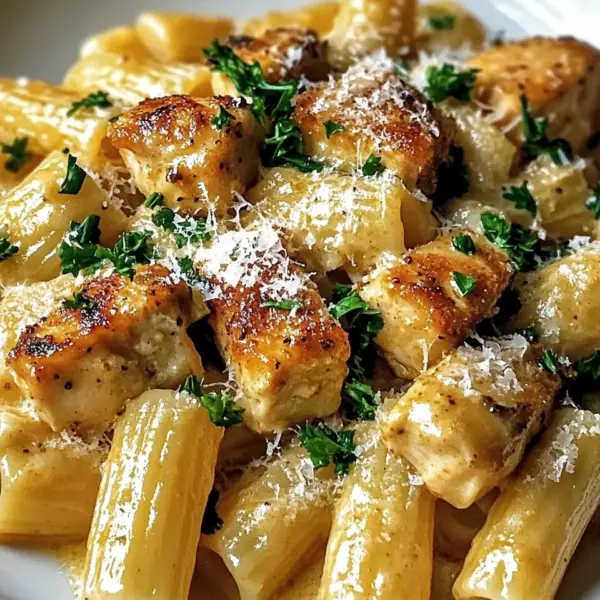 Knoblauchbutter-Hähnchen mit Rigatoni und Parmesan