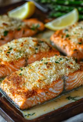 Krosse im Ofen gebackene Parmesan-Krustenlachsfilets