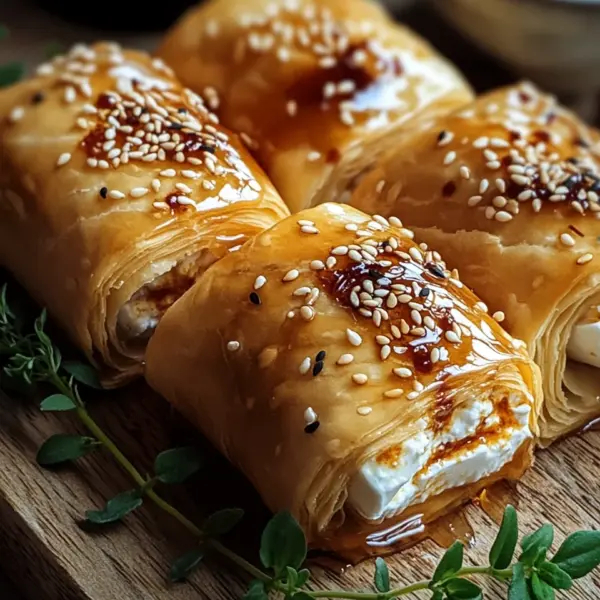 Ofen-gebackene Feta-Rollen mit Chili-Honig