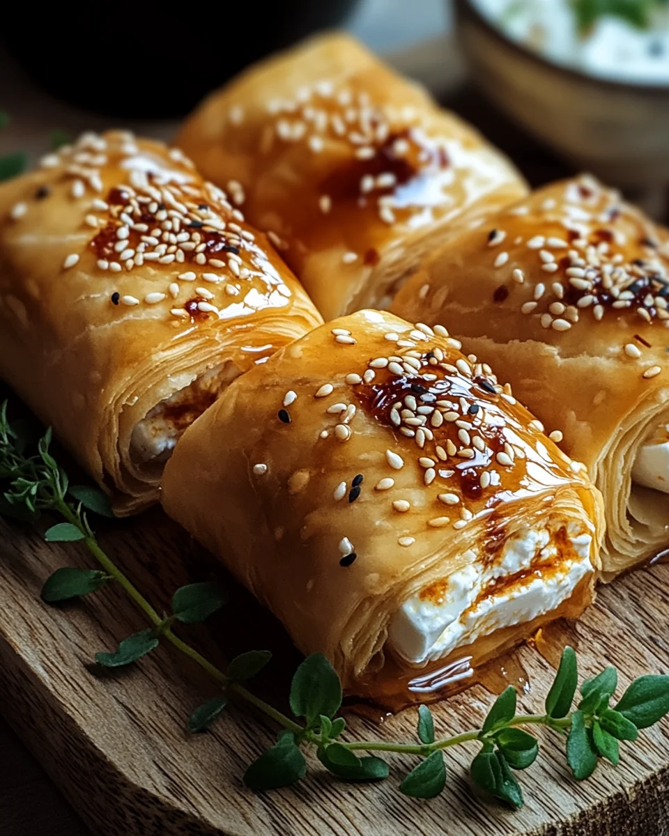 Ofen-gebackene Feta-Rollen mit Chili-Honig