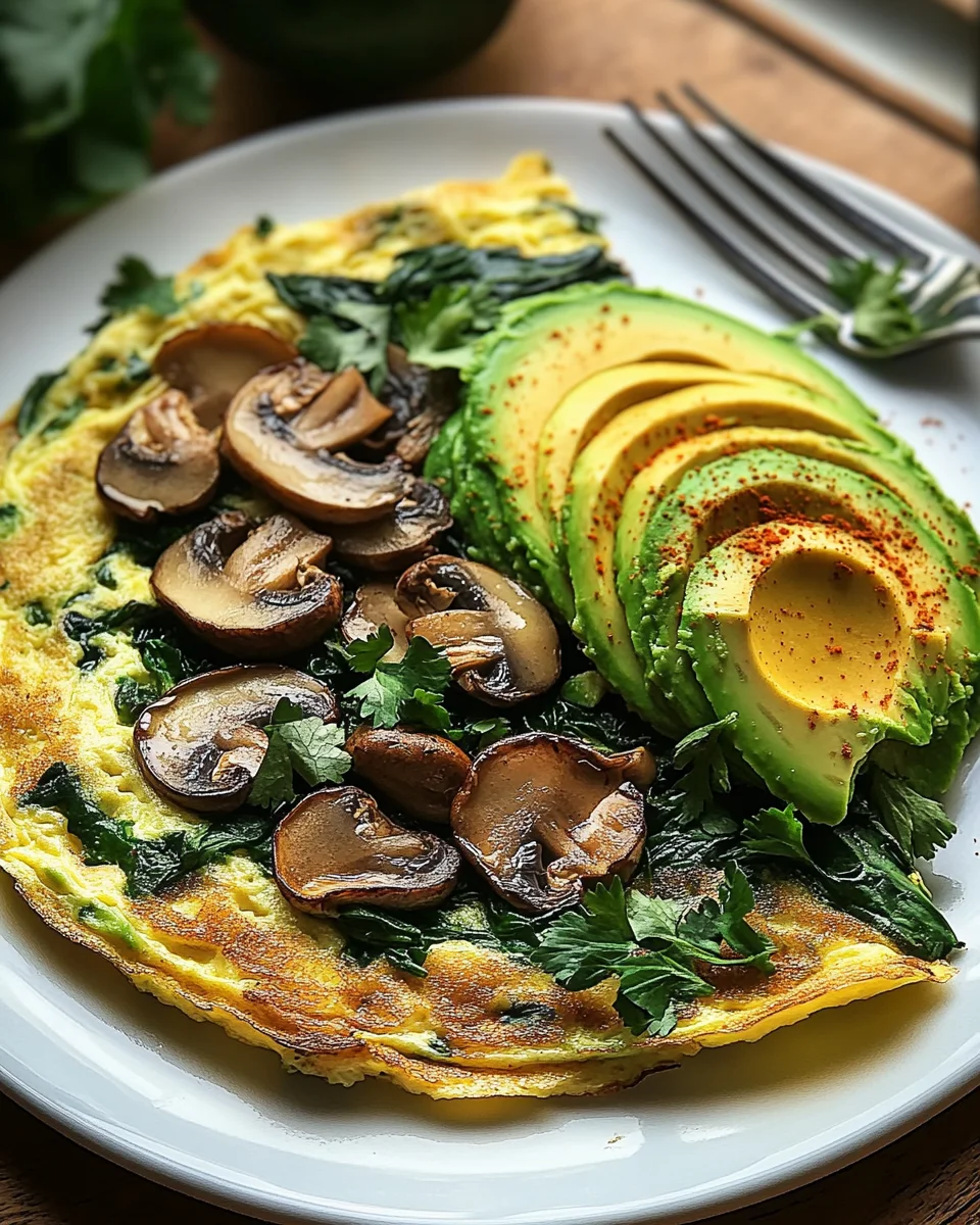 Omelett mit Pilzen, Spinat und Avocado 17 Omelett