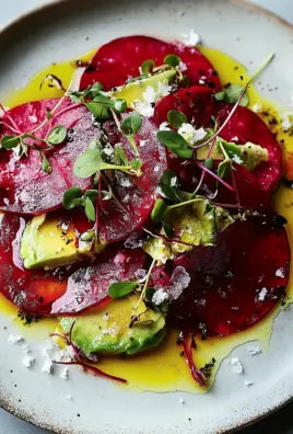 Rote Bete Carpaccio auf Avocadocreme
