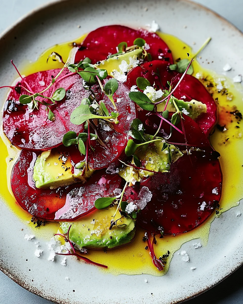 Rote Bete Carpaccio auf Avocadocreme