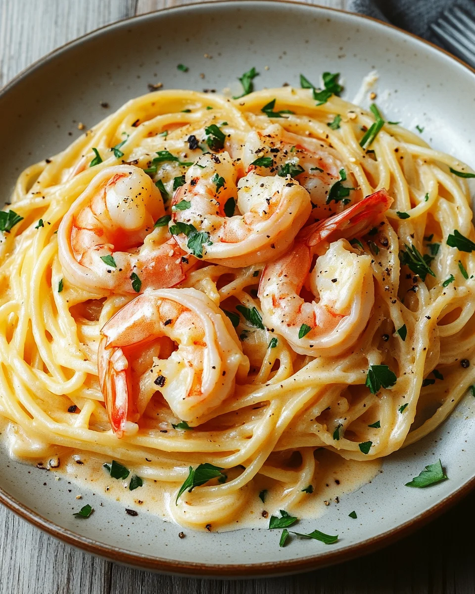 Spaghetti mit Garnelen in Knoblauch-Sahnesauce 23 Spaghetti