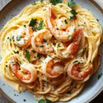Spaghetti mit Garnelen in Knoblauch-Sahnesauce