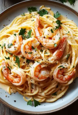 Spaghetti mit Garnelen in Knoblauch-Sahnesauce 23 Spaghetti mit Garnelen in Knoblauch-Sahnesauce
