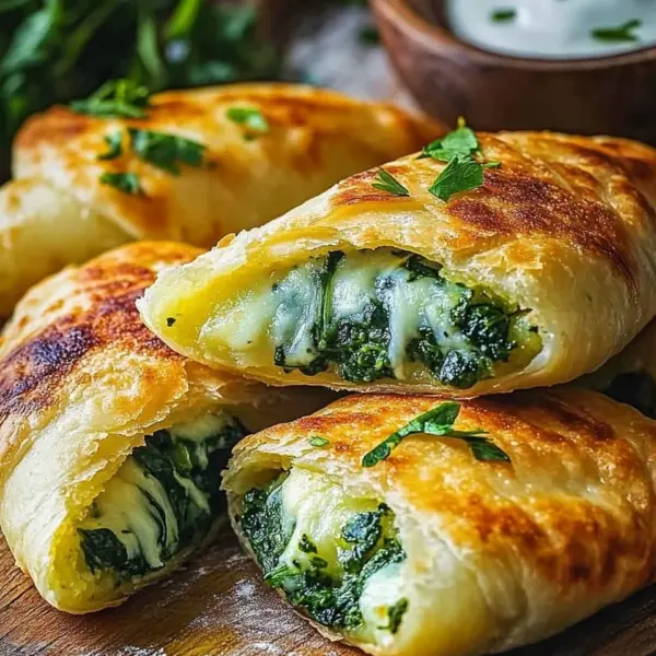 Vegane Kartoffeltaschen mit Spinat-Frischkäse-Füllung