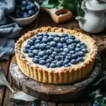 Blaubeerkuchen mit Pudding und Streusel