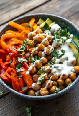 Bowl mit geröstetem Gemüse und Kichererbsen mit Tahini-Dressing 4 Bowl mit geröstetem Gemüse und Kichererbsen mit Tahini-Dressing