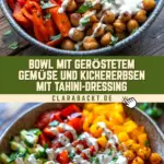 Bowl mit geröstetem Gemüse und Kichererbsen mit Tahini-Dressing 30 Pinterest Hidden Image