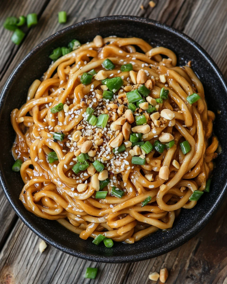 Chinesische Nudeln mit Erdnusssauce