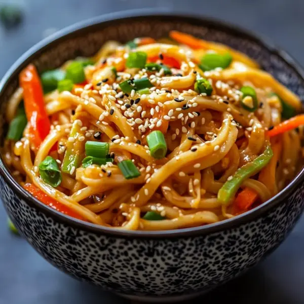 Erdnussbutter Udon Nudeln