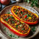 Gef&uuml;llte Spitzpaprika mit roten Linsen