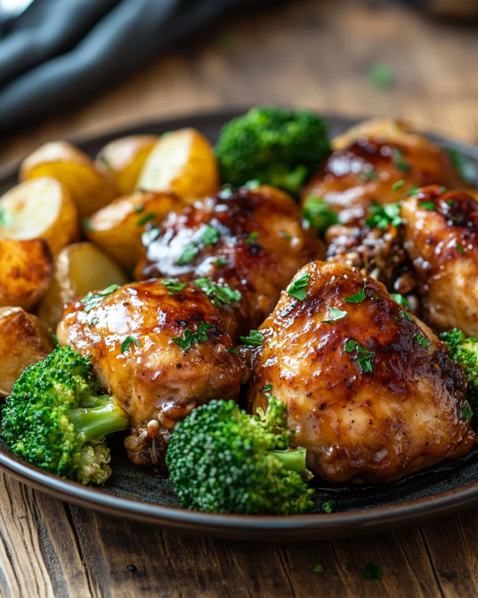 Honey-Garlic Chicken with Broccoli and Potatoes 21 Honey-Garlic