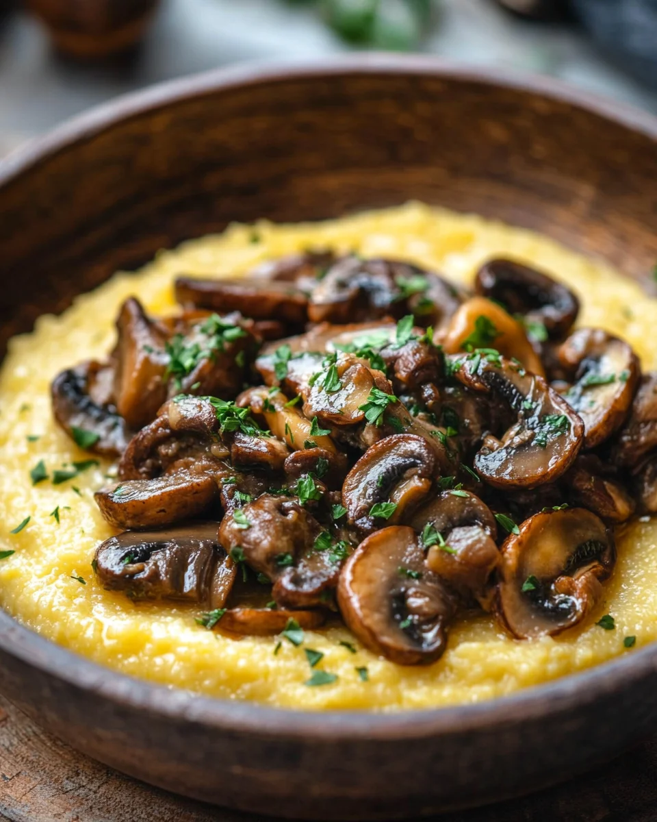 Pilzragout auf Parmesan-Polenta