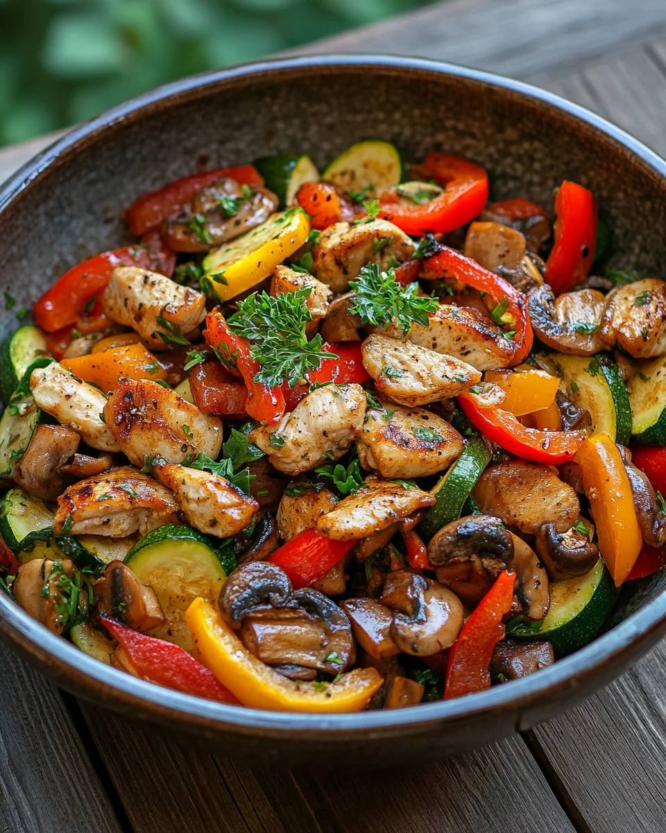 Low-Carb Gem&uuml;sepfanne mit Gefl&uuml;gel