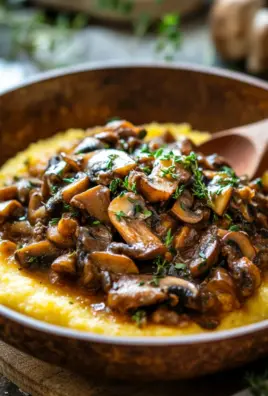 Pilzragout auf Parmesan-Polenta