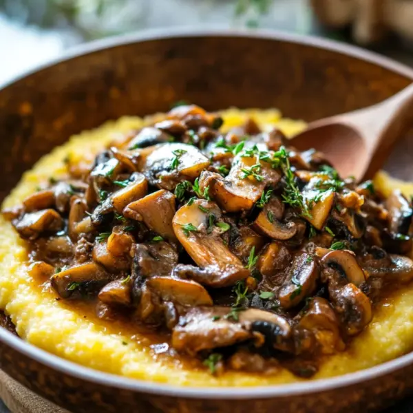 Pilzragout auf Parmesan-Polenta