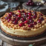 Saftiger K&auml;sekuchen mit Kirschen und Streuseln