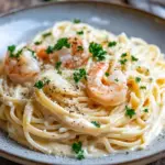 Spaghetti Alfredo mit Garnelen