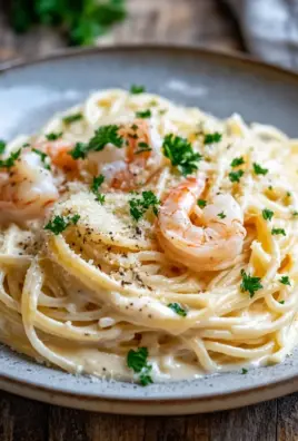 Spaghetti Alfredo mit Garnelen
