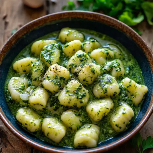 Vegane Gnocchi mit cremiger Spinatsauce