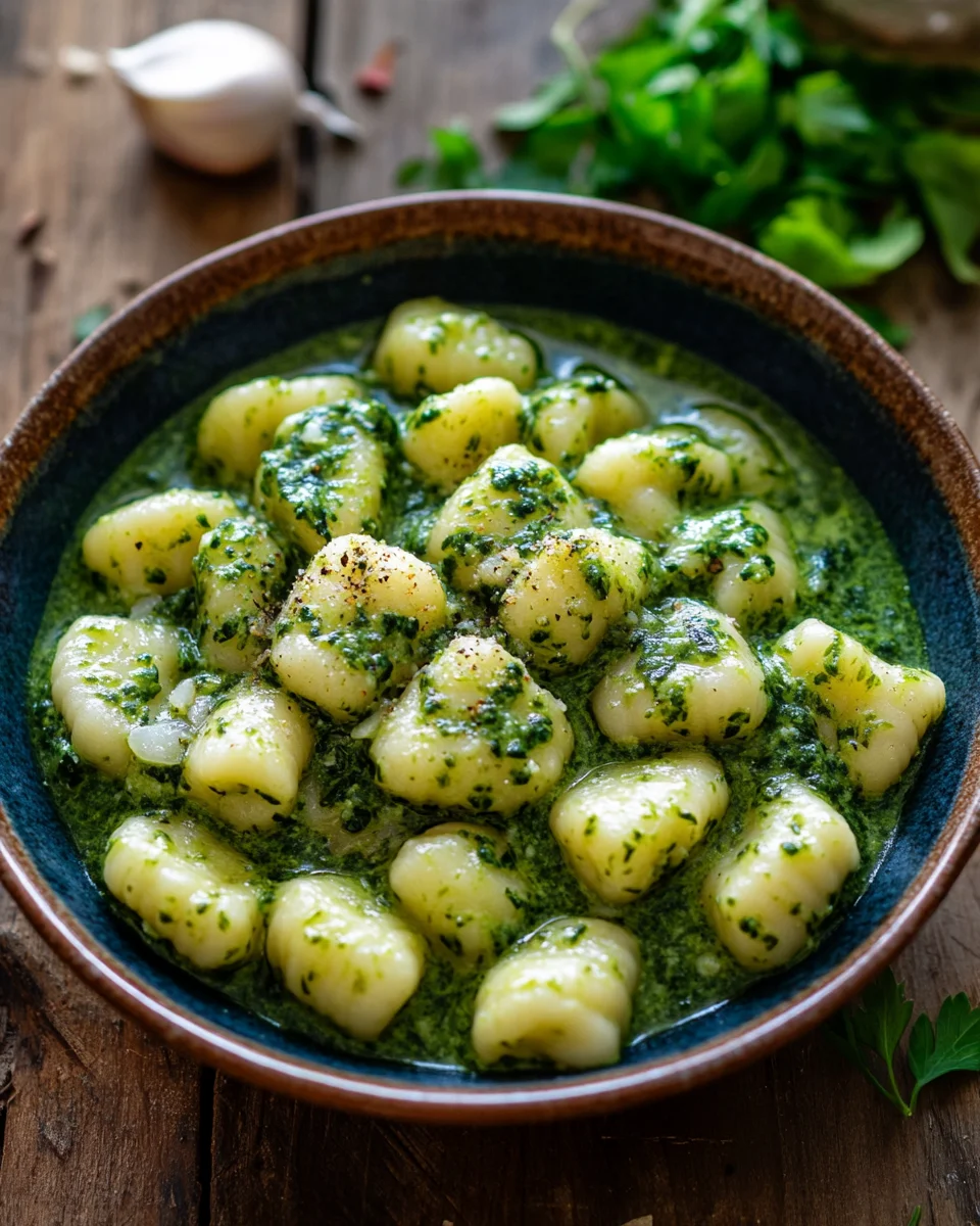 Vegane Gnocchi mit cremiger Spinatsauce